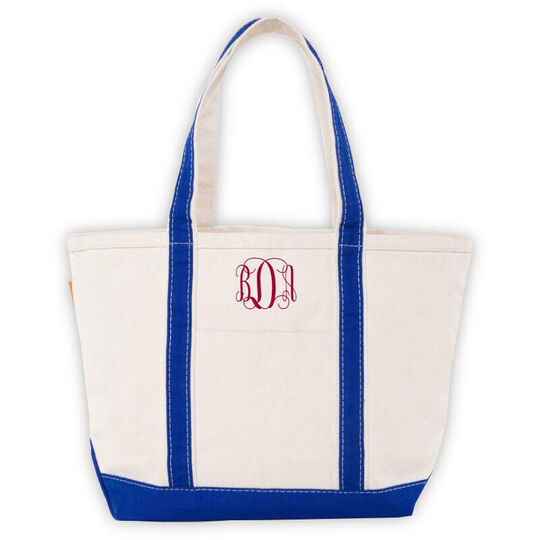 Personalized Medium Royal Blue Trimmed Boat Tote